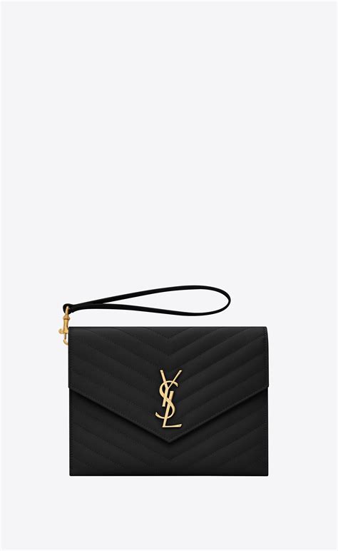 ysl patent leather clutch|saint laurent monogram leather clutch.